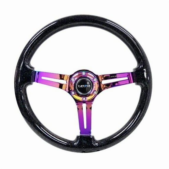 350 mm 3 in. Reinforced Steering Wheel Flake with Neochrome Center Mark, Black