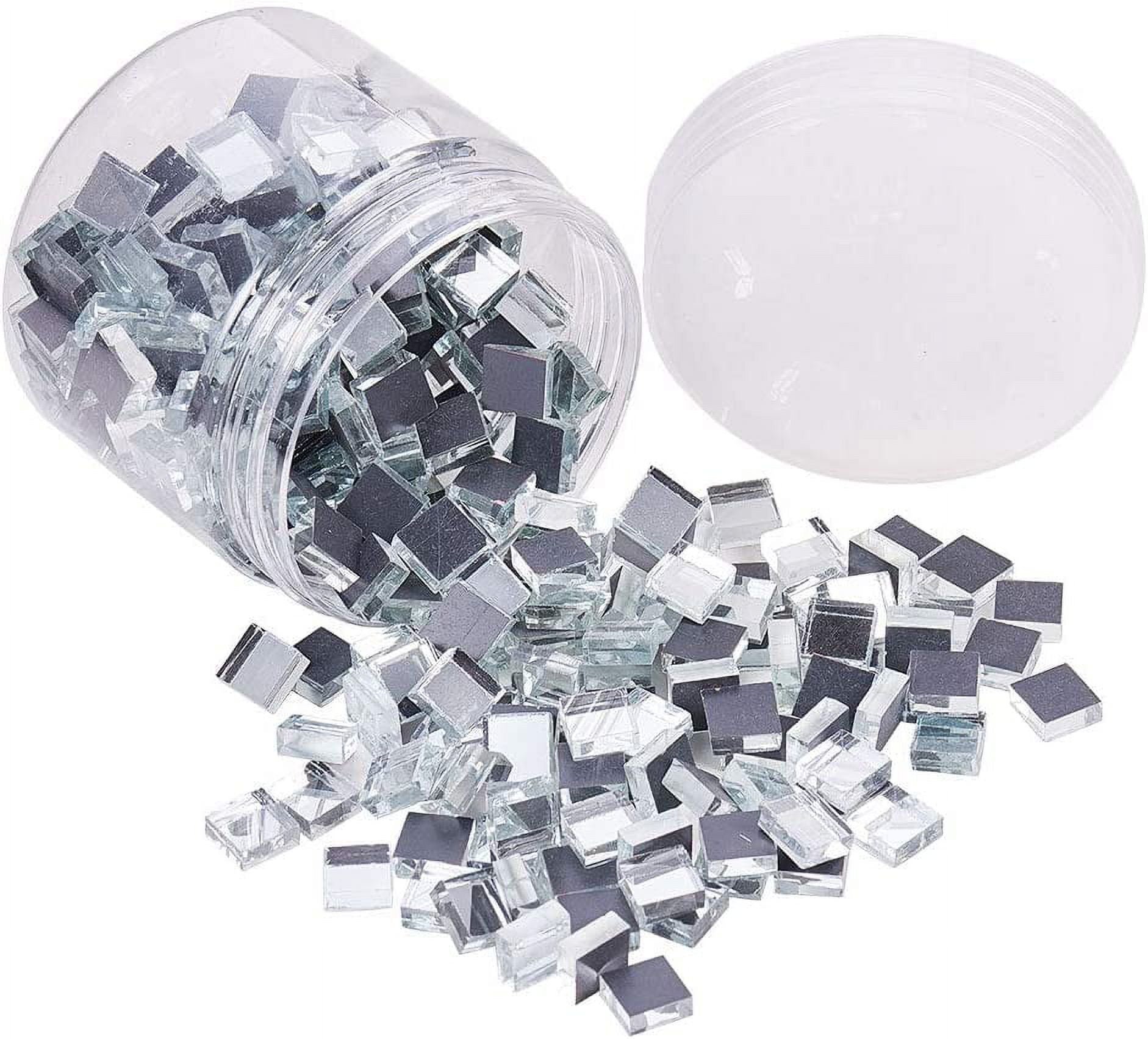 350 pcs(280g) 0.4 inch Square Glass Mirror Tiles Mini Glass Decorative Mosaic Tiles for Home Decoration Crafts Jewelry Making Clear