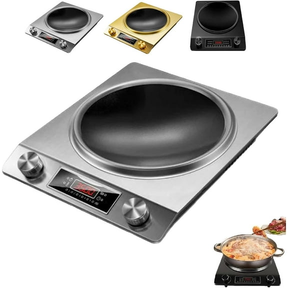 3500-Watt Induction Hob, 3500W Concave Induction Cooktop with 10 Temperature Levels, Portable Multifunctional Commercial Inductions Cooktop with Lcd Displays
