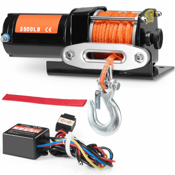 3500 lb Electric Winch, 12V ATV UTV Winch with Synthetic Rope & Fairlead