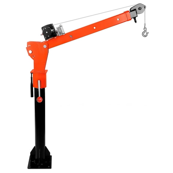 3500 lb Electric Winch Truck-Mounted Single-Arm Crane, 1100lb Capacity Jib Cranes Alloy Steel Folding 360 Swivel Bolt-Secured Lift Electric Hoist Truck-Mounted Crane for Industrial Use