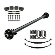 3500 lb Light Duty Single Trailer Axle Kit with Suspension - Leaf Springs, Hanger & U-Bolt Kit 85" Hubface - 70" Spring Center, 5x4.5 Bolt Pattern