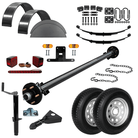 3500 lb TK Single Axle Trailer Parts Kit - 3.5K Capacity (Complete Original Series), 73" Hubface 58" Spring Center / 5x4.5 Bolt Pattern