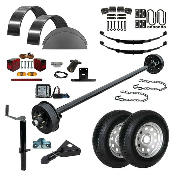 3500 lb TK Single Axle Trailer Parts Kit - 3.5K Capacity Heavy Duty (Complete Original Series), 89" Hubface, 74" Spring Center / 5x4.5 Bolt Pattern