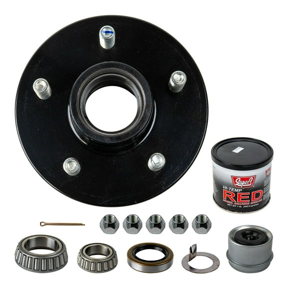 3500 lb Trailer Axle Idler Hub Assembly with Grease - 5 Lug, 5x4.5 Bolt Pattern