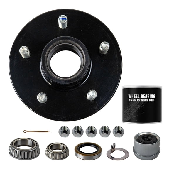 3500 lb Trailer Axle Idler Hub Assembly with Grease - 5 Lug, 5x5 Bolt Pattern