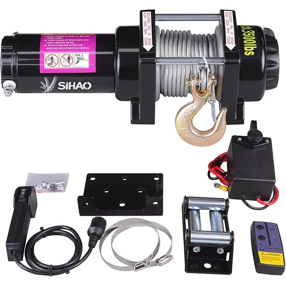 3500 lbs ATV Winch 12V Electric Winches With Steel Sire Rope Wireless Remote Portable Waterproof Winch for Towing ATV UTV Trailer Truck Jeep Offroad
