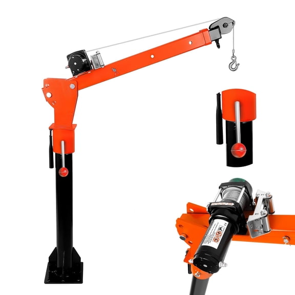 3500 lbs Electric Winch Truck Mounted Crane 1100 lbs Capacity Alloy Steel 360° Rotation Bolt-on Pickup Hoist for Garage Farm