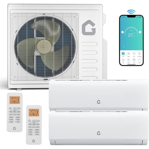 35000 BTU 2 Zone Mini Split Air Conditioner Heat Pump System, 19 SEER2 Ductless Inverter AC, WiFi Control, 208/230V