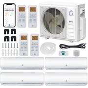 35000 BTU Quad Zone Mini Split AC/Heating System, 19 SEER2 4 Zone 12000+12000+12000+12000 BTU Ductless Split Air Conditioner w/Pre-Charged Condenser, Not Include Copper Tube Line Set, 208-230V