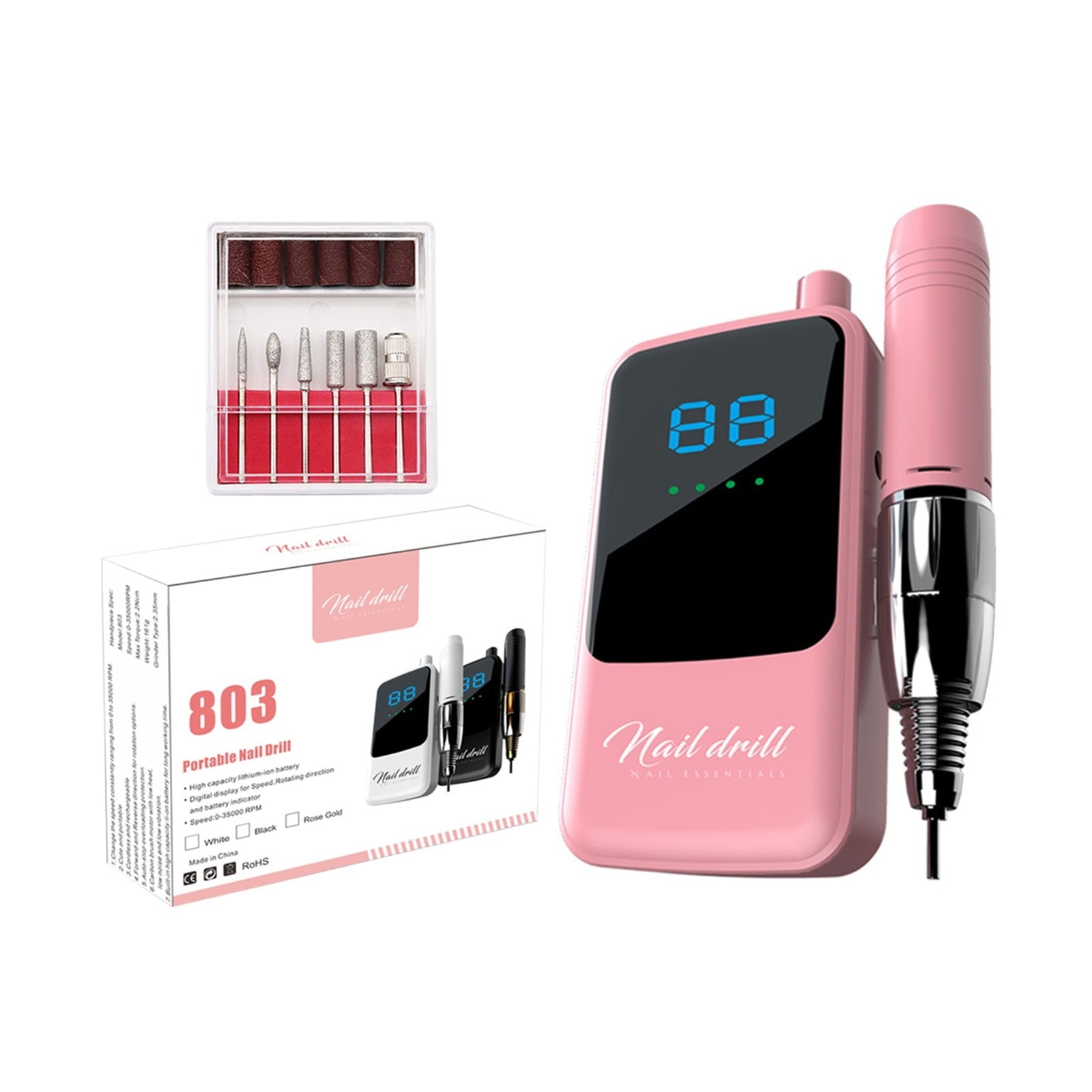35000 RPM Nail Drill Machine, Rechargable Electric Nail Polisher, Portable LCD Display Nail Sander Professional Manicure Machin ,Low Noise