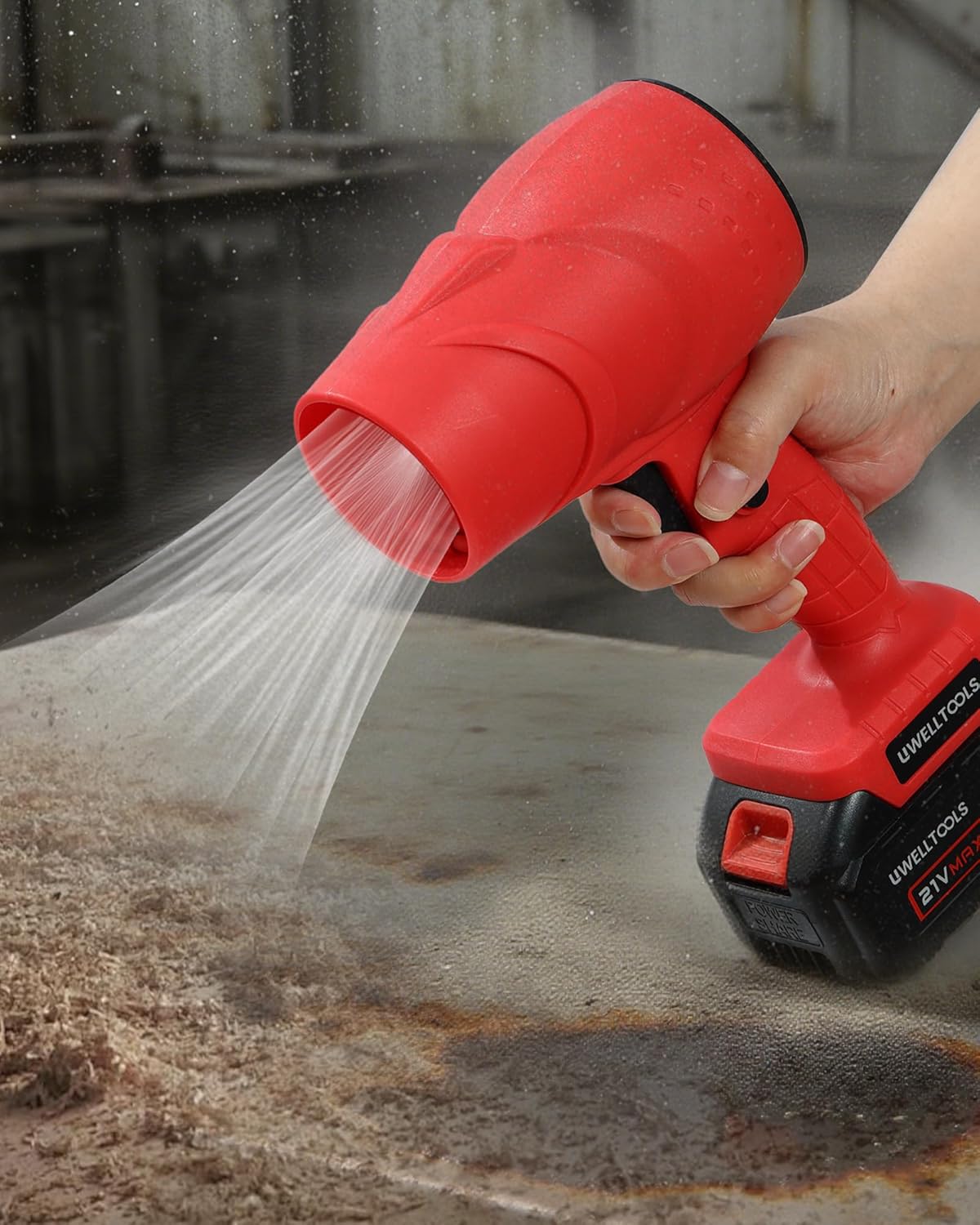 Red Blower 350000 RPM Cordless Leaf Blower -21V Handheld Design Lawn Blowers with ...