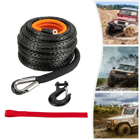 35000LBS Synthetic Winch Rope Line Recovery Cable ATV UTV with Sheath 9/16"x76ft