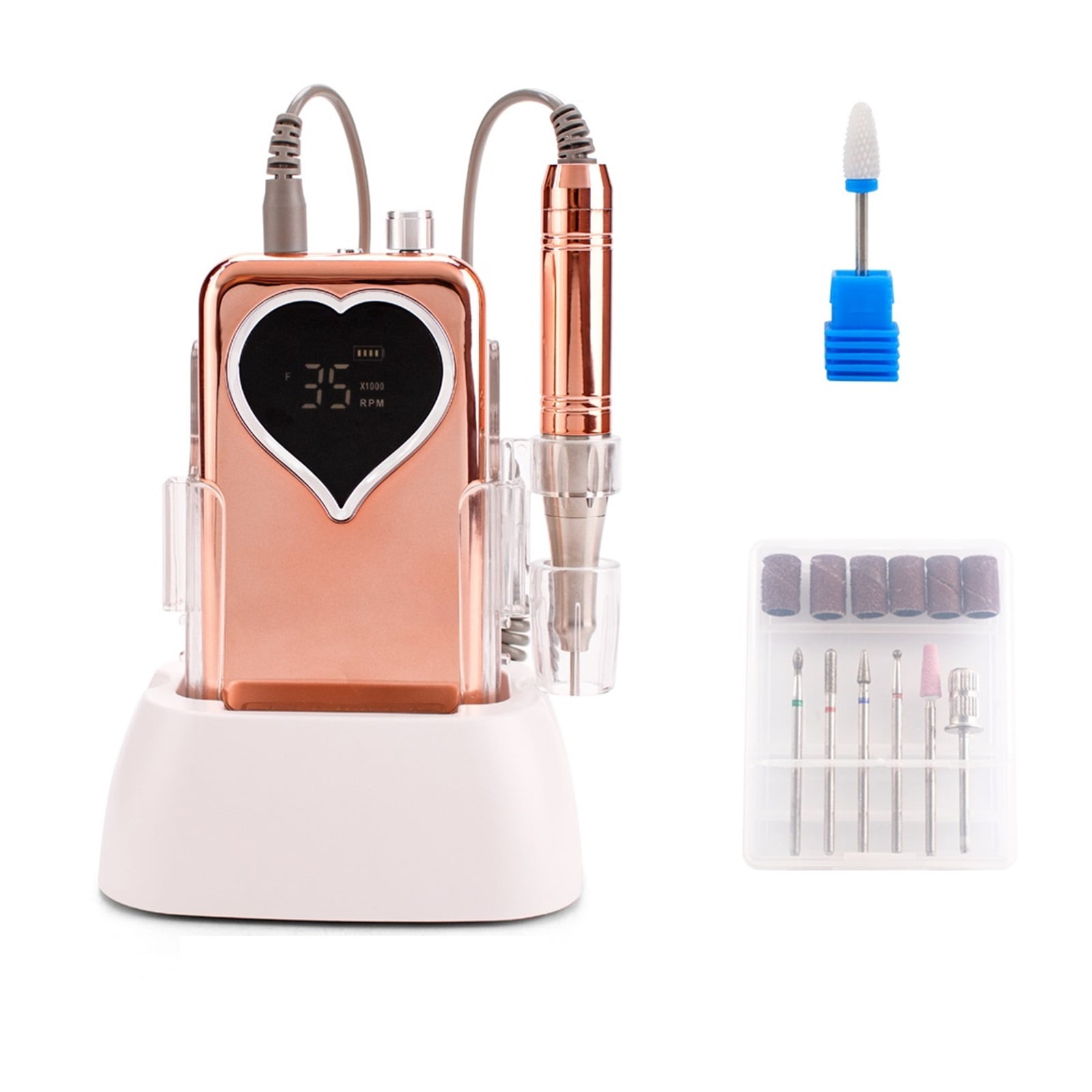 35000RPM Coreless Motor Portable Nail Drill Machine Manicure Polishing Rechargeable Battery Cordless Powerful With Base