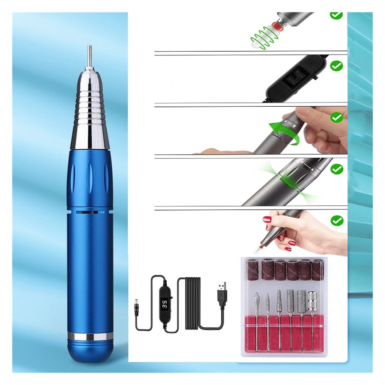35000RPM Electric Manicure Machine, USB Nail Drill For Acrylic Gel Polish Professional Nail Drill Pen, Salon Nail Equipment