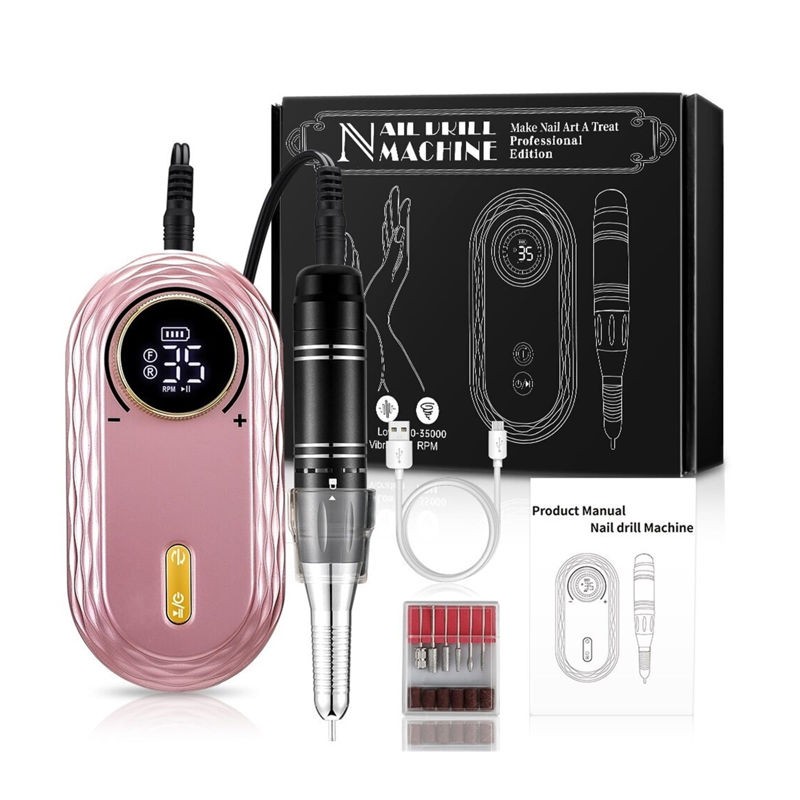 35000RPM Electric Nail Drill Machine,Professional Rechargeable Nail File Nails,Electric Nail File For Acrylic Nails Gel Nails ,Low Noise