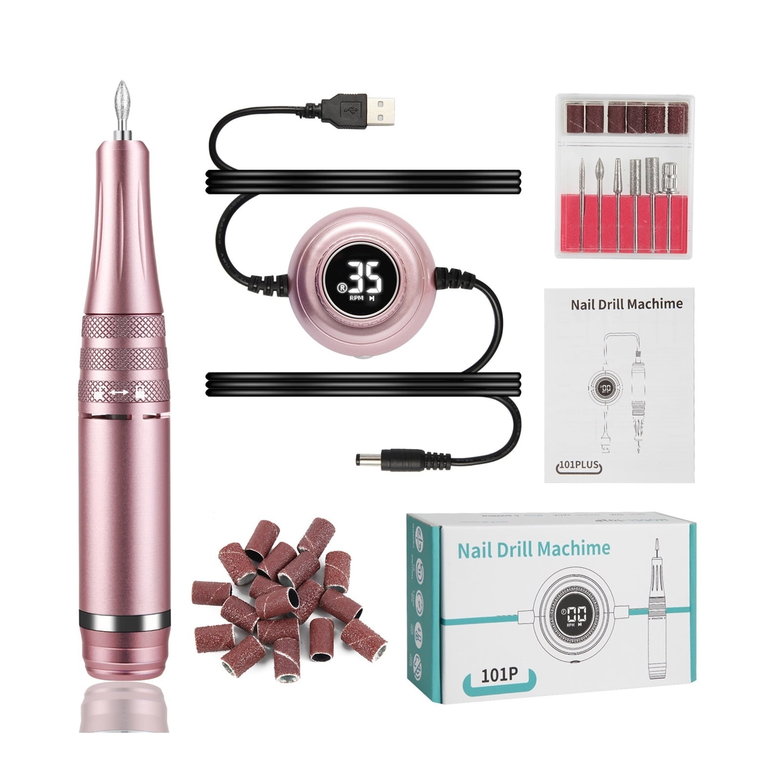 35000RPM Electric Nail Drill, Professional Portable Electric Nail File Professional For Acrylic, Gel Nails