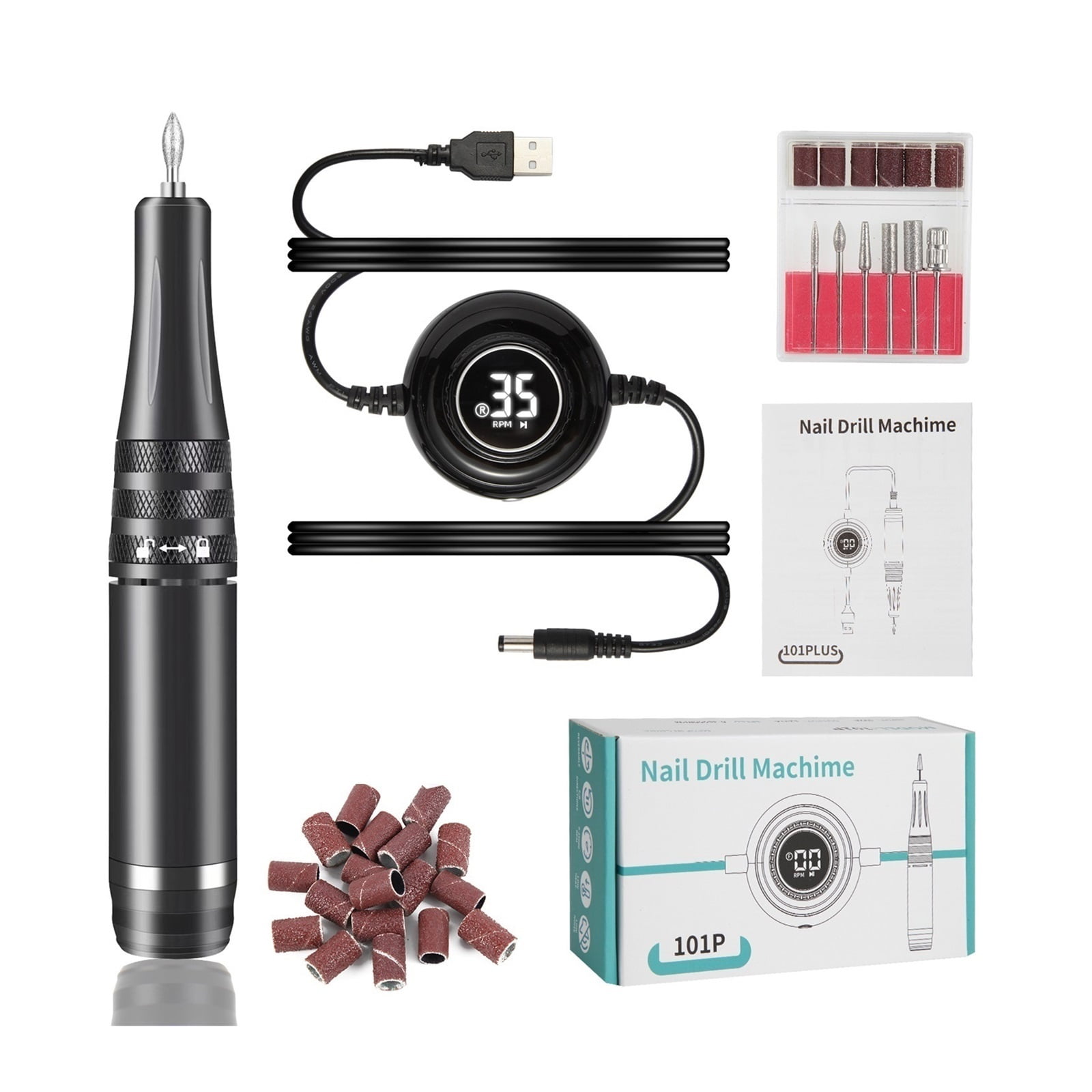 35000RPM Electric Nail Drill, Professional Portable Electric Nail File Professional For Acrylic, Gel Nails