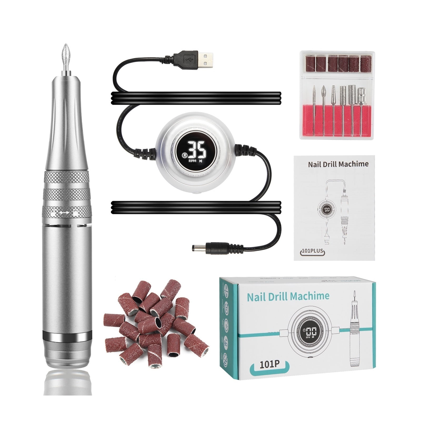 35000RPM Electric Nail Drill, Professional Portable Electric Nail File Professional For Acrylic, Gel Nails