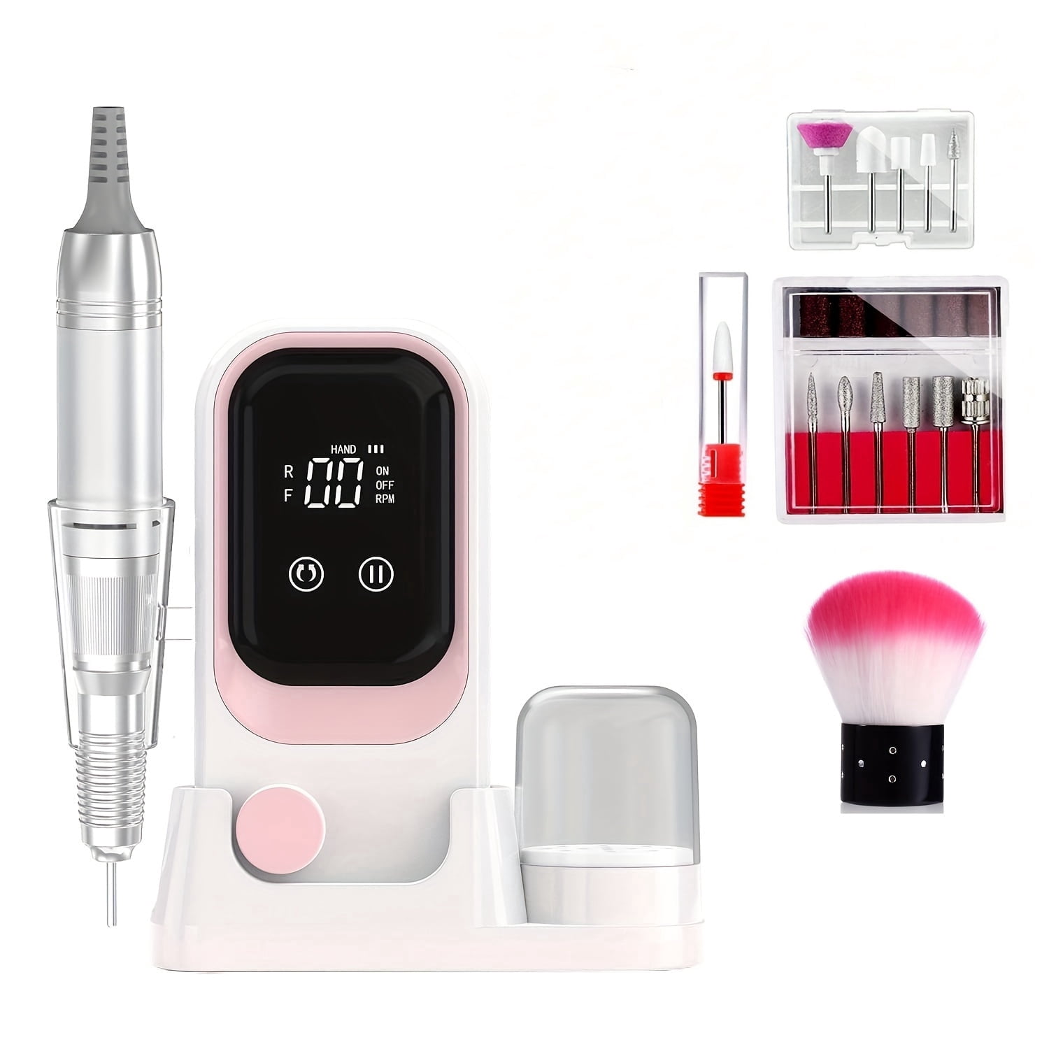 35000RPM Electric Nail Drill, Rechargeable Nail File with Base & Drill Bits, Professional Acrylic Nail Remover for Salon Home Use