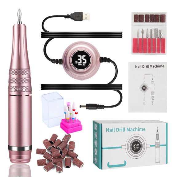 35000RPM Manicure Machine, Electric Nail Drill, Portable Nail Lathe Electric Manicure Cutter Set, Nail Gel Polisher Salon Equipment ,Lightweight and Portable