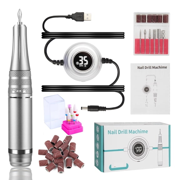 35000RPM Manicure Machine, Electric Nail Drill, Portable Nail Lathe Electric Manicure Cutter Set, Nail Gel Polisher Salon Equipment