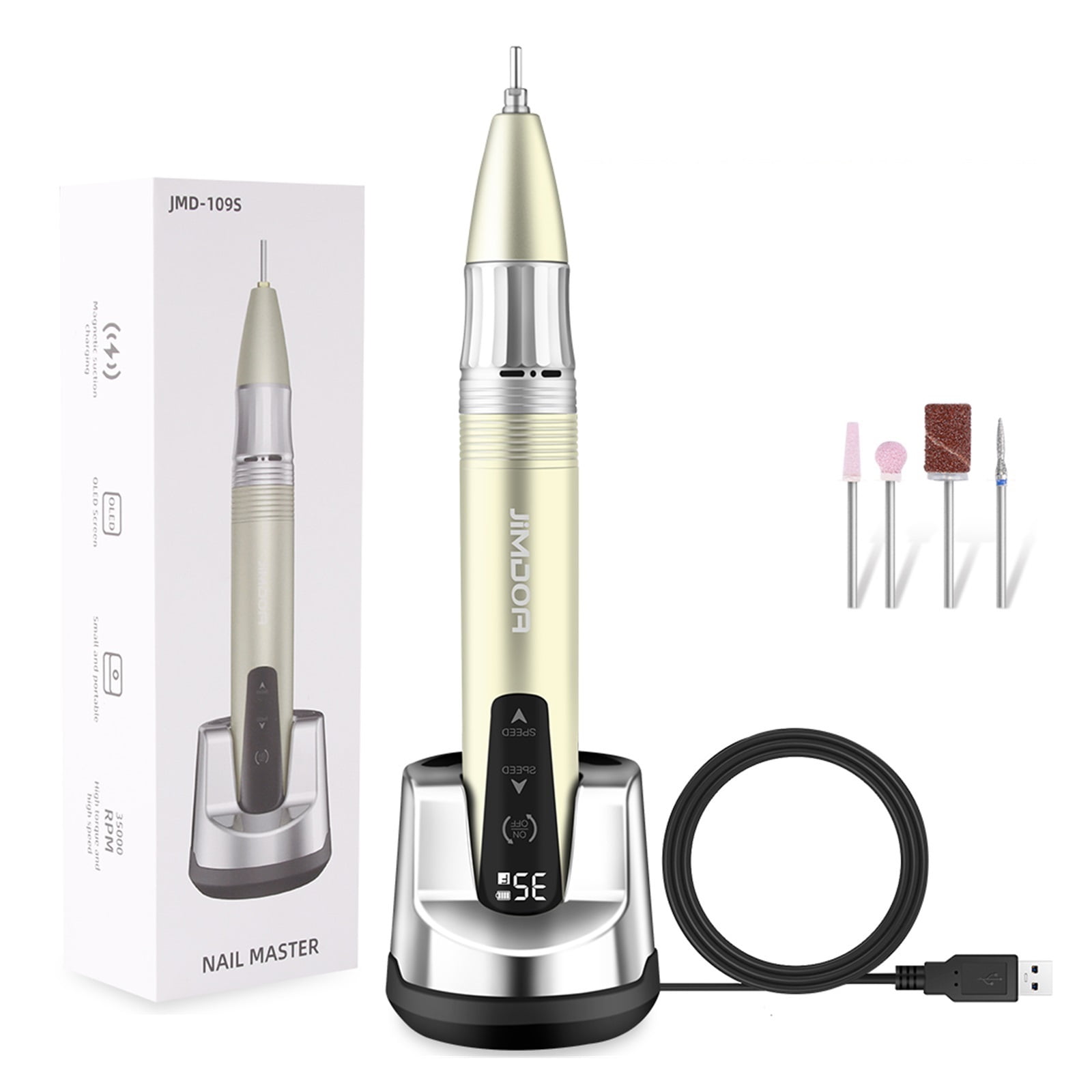 35000RPM Nail Drill Machine, Portable Power Storage Electric Nail Sander, Professional Manicure, Portable Electrical Nail File For Acrylic Nails ,Low Noise