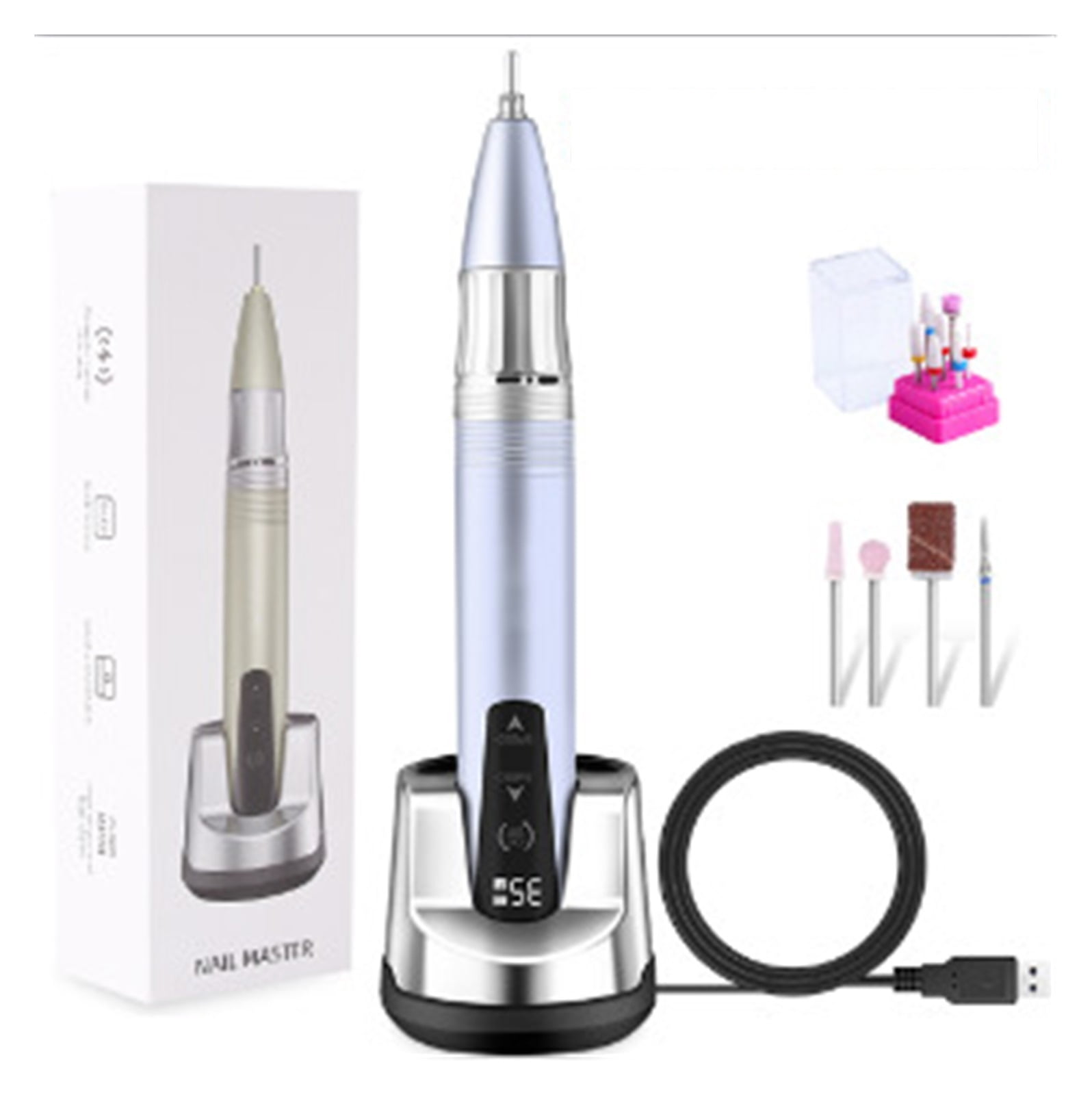 35000RPM Nail Drill Machine, Portable Power Storage Electric Nail Sander, Professional Manicure, Portable Electrical Nail File For Acrylic Nails ,Low Noise