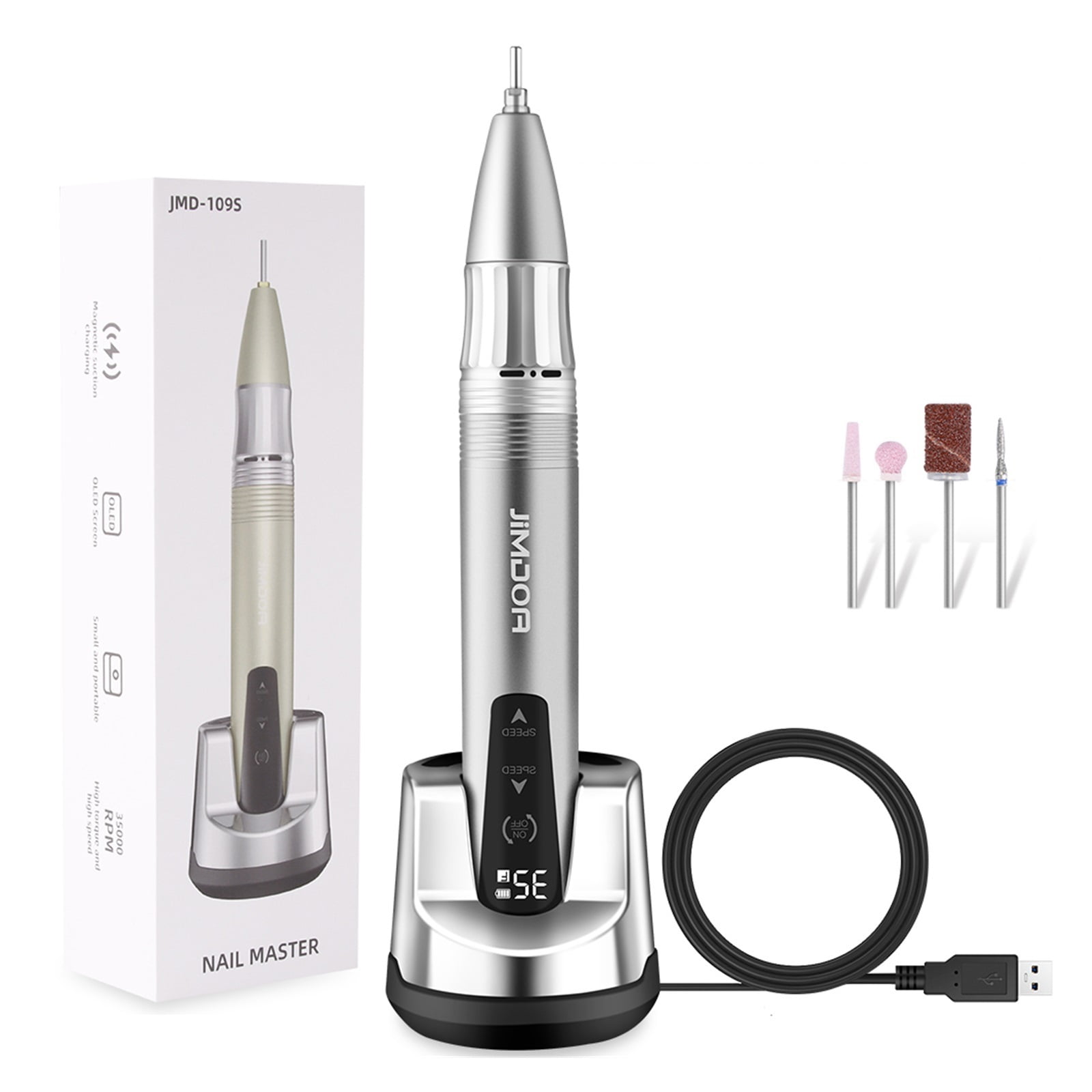 35000RPM Nail Drill Machine, Portable Power Storage Electric Nail Sander, Professional Manicure, Portable Electrical Nail File For Acrylic Nails ,Low Noise