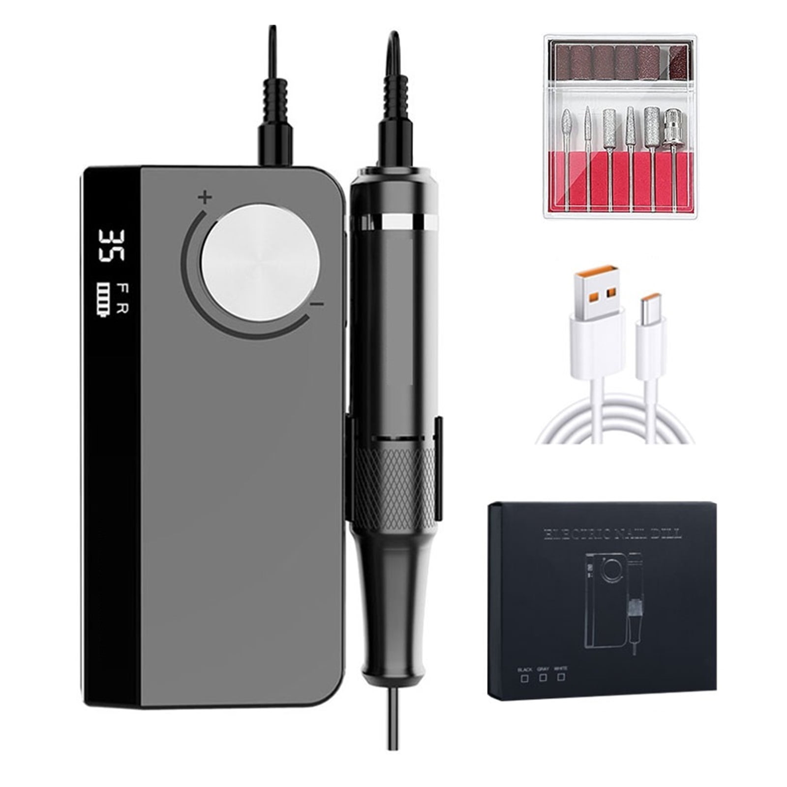 35000RPM Portable Nail Drill Machine For Acrylic Gel Rechargeable Nail Drill Electric Apparatus For Manicure Pedicure ,Low Noise