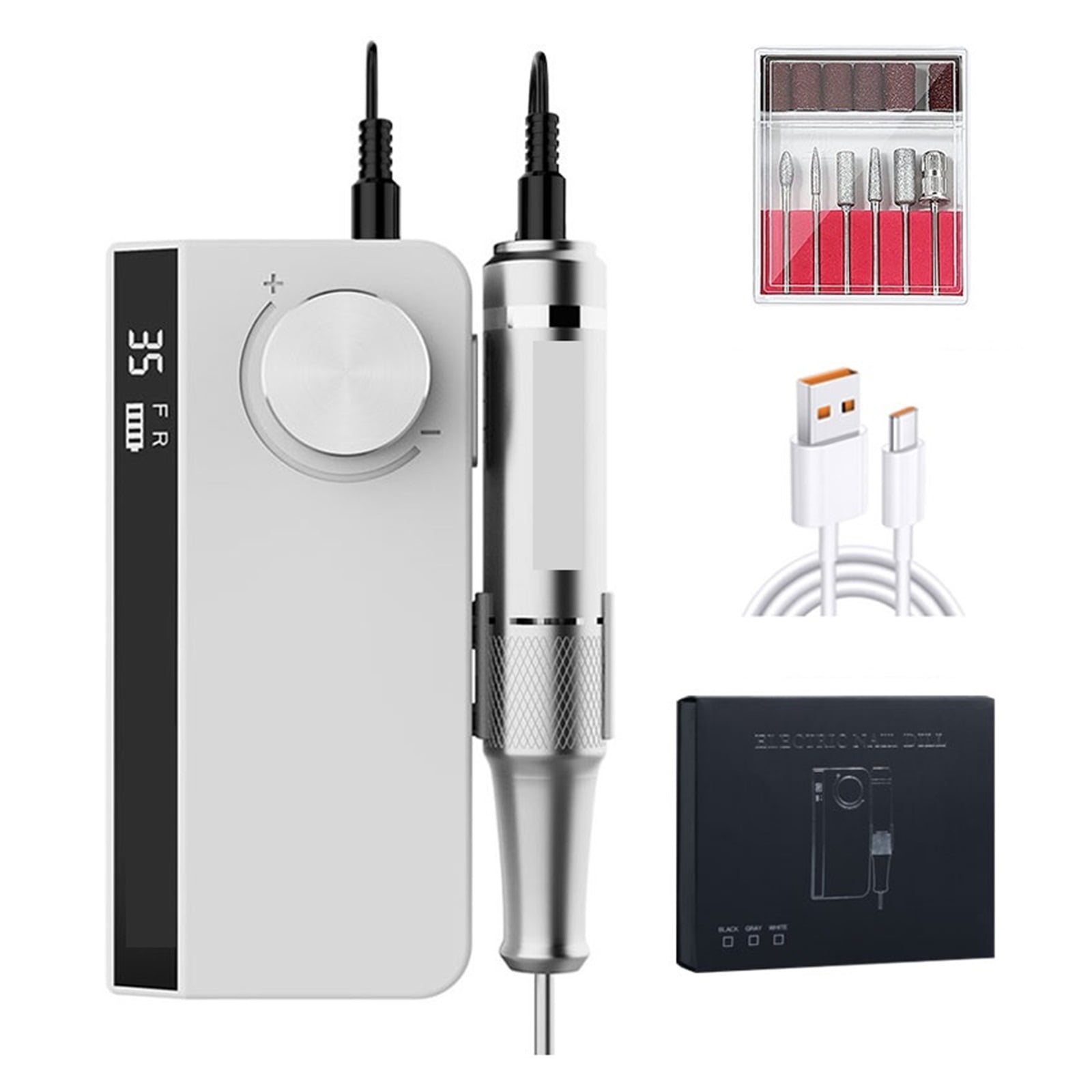 35000RPM Portable Nail Drill Machine For Acrylic Gel Rechargeable Nail Drill Electric Apparatus For Manicure Pedicure ,Low Noise