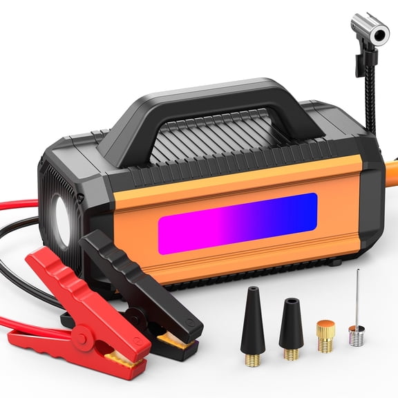 3500A Peak 12V Jump Starter with Air Compressor  150 PSI Fast Inflator,USB-C Power Bank, Red and Blue Emergency Light