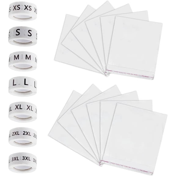 3500Pcs 1 Inch Clothing Size Stickers Labels 7 Size Round Self Adhesive Size Labels Stickers with 100pcs Self Sealing Bags