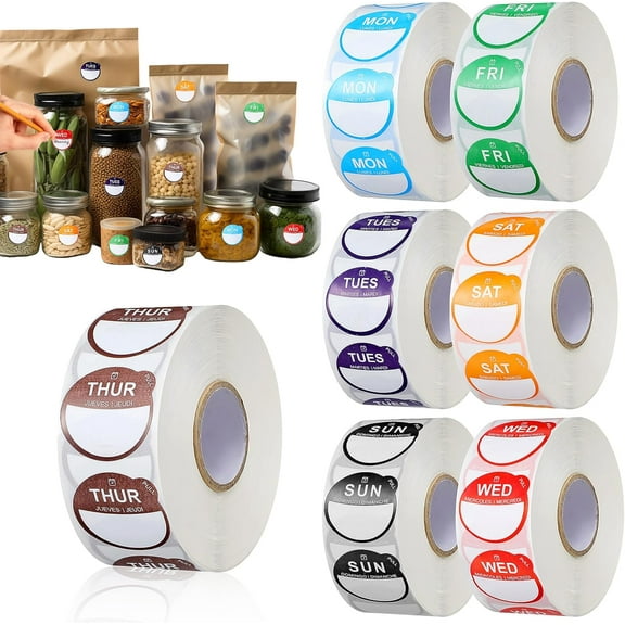 3500Pcs Food Labels for Containers, Waterproof 7 Days of The Week Stickers, Date Dots Food Stickers, Small Bottle Tabs for Kitchen Freezer Breastmilk Meal Prep Planner Restaurant Essentials