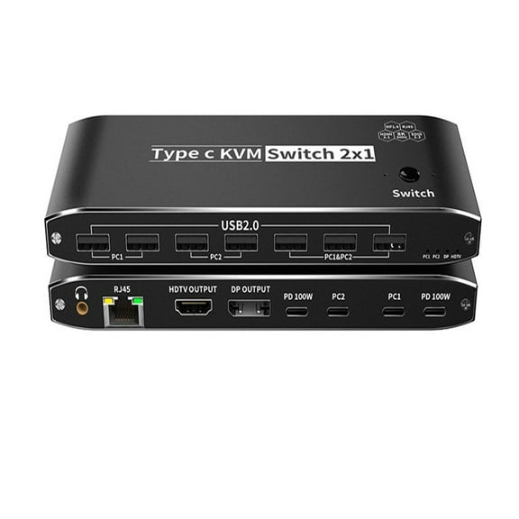 3500W 8K USB C To HMI DP KVM Switch 4K120Hz Video Switcher With RJ45 Network Port PD 100W Charge For 2 PC To 1 TV Monitor ,Unparalleled Video Performance