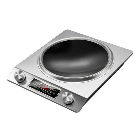 3500W Commercial Induction Cooktop - Portable Multifunctional Design with LCD Display, Knob Control, 10 Temp Settings & Concave Coil for Home/Restaurant/Food Truck,Silver