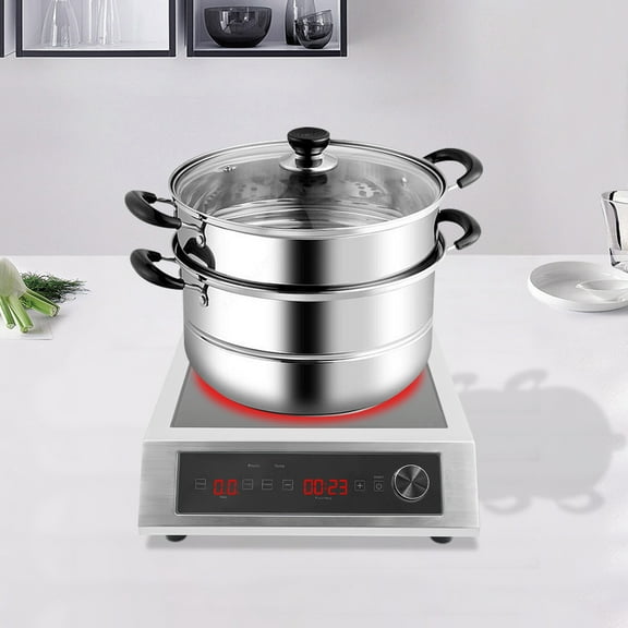 3500W Commercial Induction Stove with LED Display 1800W Actual Max Power, Dual Fan Cooling, IP4 Waterproof for Restaurants & Hotels