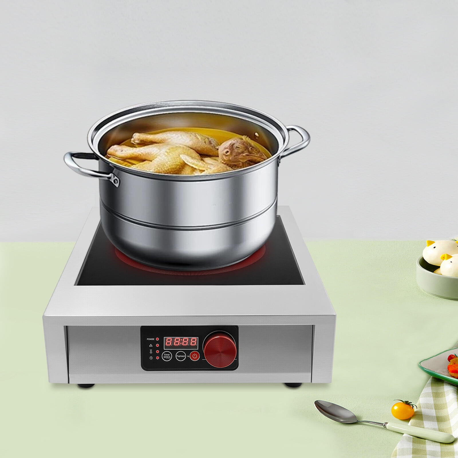 3500W Induction Cooktop, Commercial Grade Stainless Steel Construction, 176-572°F Temperature Range with Safety Protection
