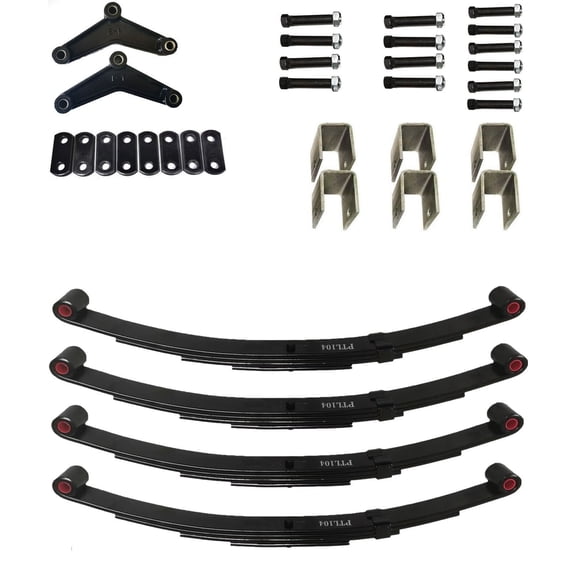 3500lb Tandem Trailer Axle Suspension Kit 1750lb 4 Leaf Springs & Hanger Kit