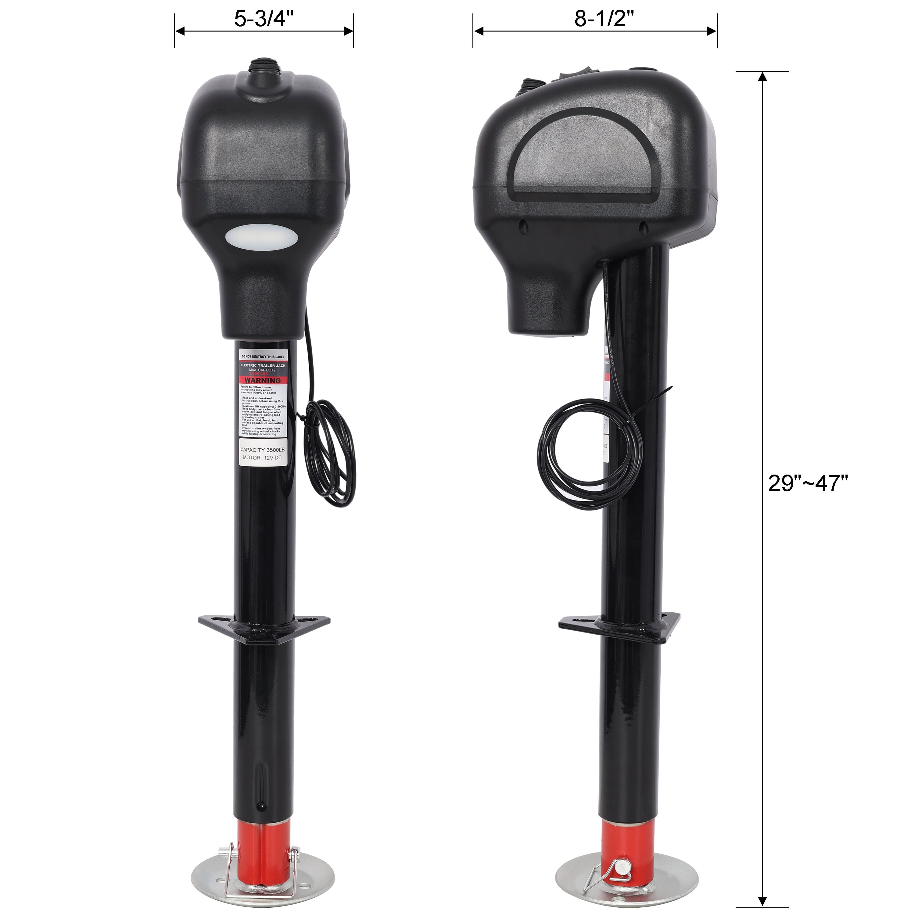 3500lbs Electric Power Tongue Jack for RV Trailer & Camper w/waterproof cover 12V DC,