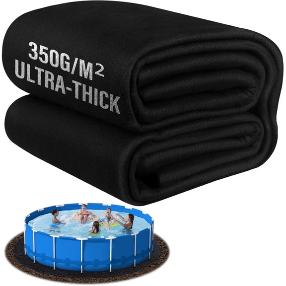 350G/M² Thicker 12FT Pool Liner Pad,Pre-Cut Heavy Duty Round Pool Liner Pad, Seamless Above Ground Pool Liner,Durable,Puncture Protection,Extend Liner Life Black