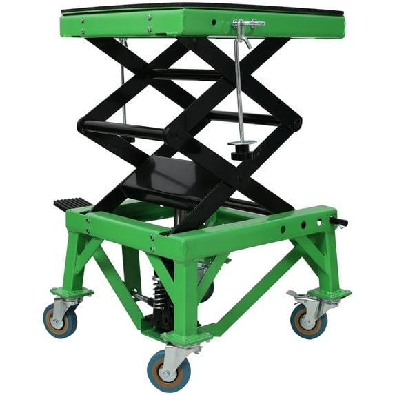 350LB Hydraulic Motorcycle Scissor Jack Lift with Foot Step & 4 Wheels, Portable Dirt Bike & ATV Stand(16"×17.5")
