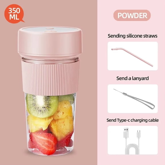 350ML Cold Press Juicer 7"Extra Wide Chute, 3-in-1 for Juice, Sorbet & Nut Milk. Quiet, Easy to Clean & BPA-Free Comes with a charging cable and straw Pink