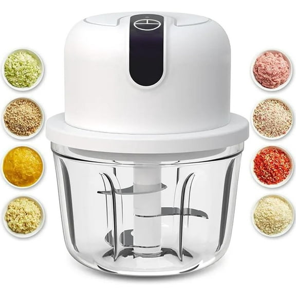 350ML Electric Garlic Chopper, Portable Veggie Chopper,Garlic Grinder Masher Onion Chopper, Blender to Vegetable, Cordless Food Processor for Ginger, Chili, Fruit, Meat, Spices, Beans, etc