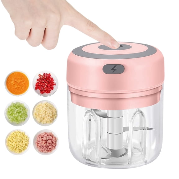 350ML Electric Mini Food Chopper USB Rechargeable Garlic Onion Mincer Pink