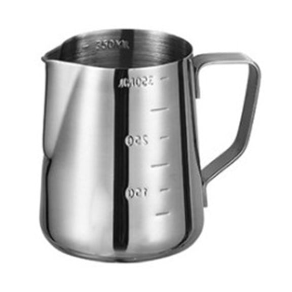 350ML Food Grade Stainless Steel Milk Frother Pitcher with Anti-Slip Handle and Measurement Scale