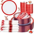 thumbnail image 1 of 350PCS Clear and Red Plastic Plates New Year Plates and Napkins for 50Guests Plastic Dinnerware Set:100 Red Disposable Plates 50 Pre Rolled Napkins with Cutlery,50 Cups, 1 of 10