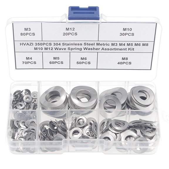 350PCS Metric M3-M12 304 Stainless Steel Wave Spring Washer Kit