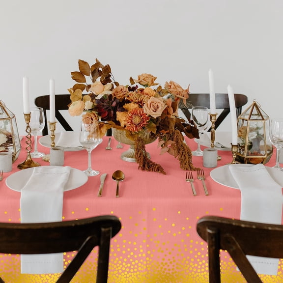 350PCS Pink and Gold Party Plates with 6Pack Black and Gold Plastic Tablecloth