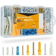 350PCS Wall Anchors Kit for Sheetrock Concrete Brick,175 Drywall Anchors and 175 Flat Head Screws, 5 Sizes Dry Wall Anchor Assortment Set